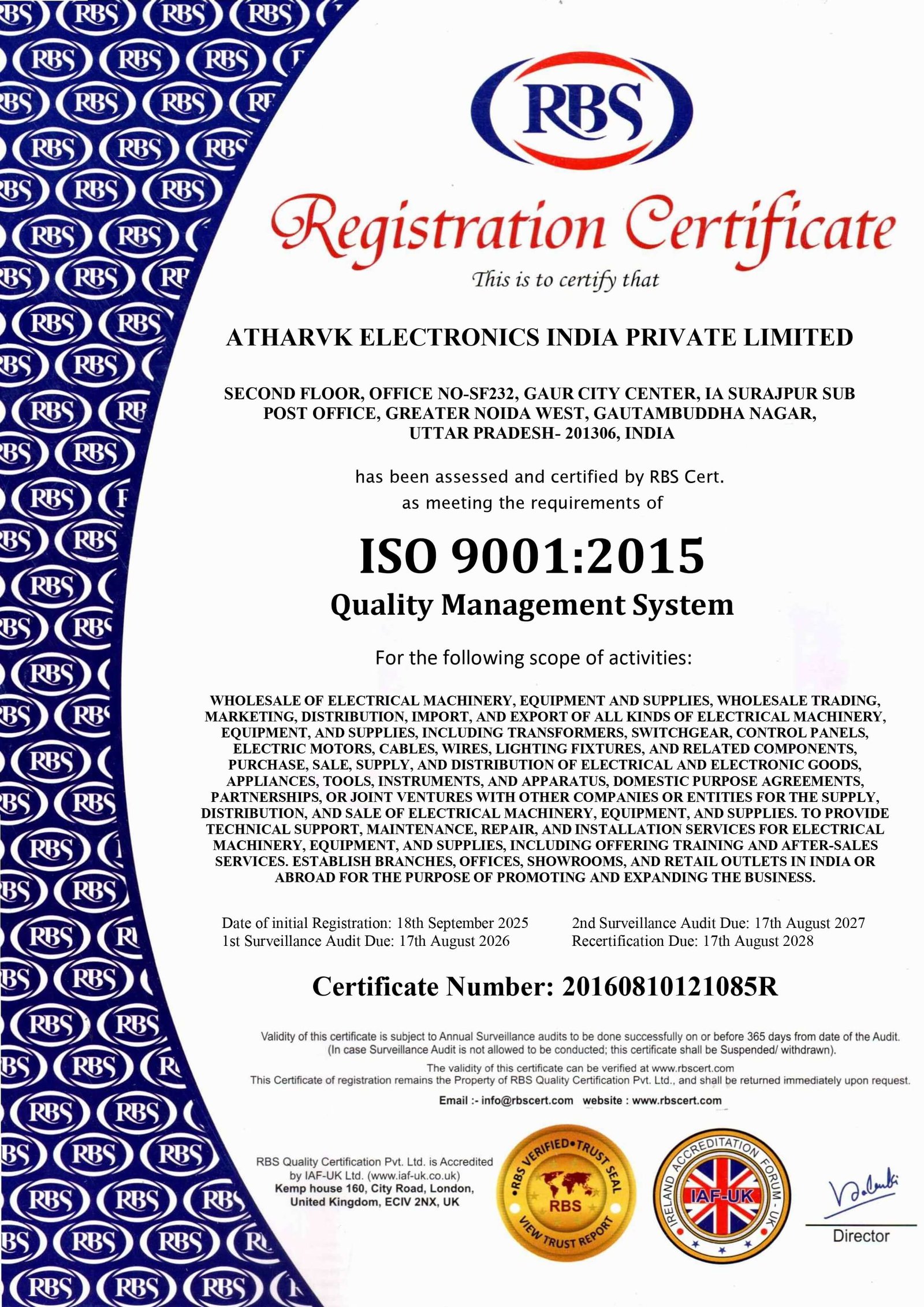 Atharvk Electronics Certificate